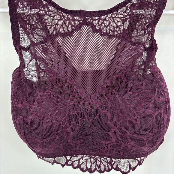 Victorias Secret PINK M-DD Burgundy Push Up Padded Lace UW Bralette Bra - Picture 4 of 12